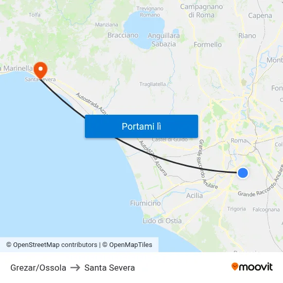 Grezar/Ossola to Santa Severa map