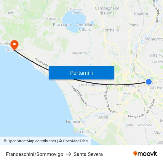Franceschini/Sommovigo to Santa Severa map