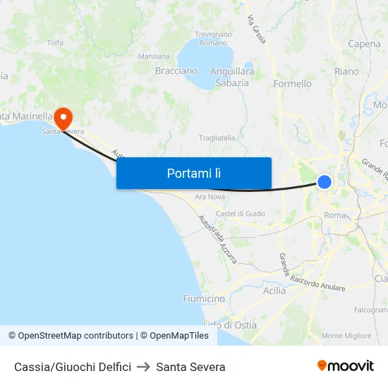 Cassia/Giuochi Delfici to Santa Severa map