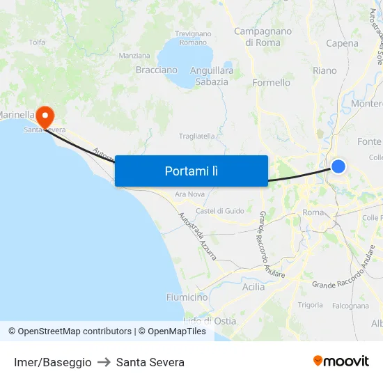 Imer/Baseggio to Santa Severa map