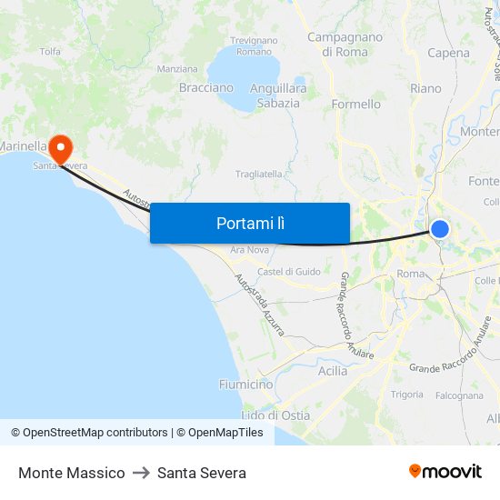 Monte Massico to Santa Severa map