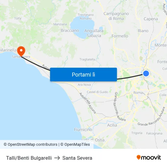 Talli/Benti Bulgarelli to Santa Severa map