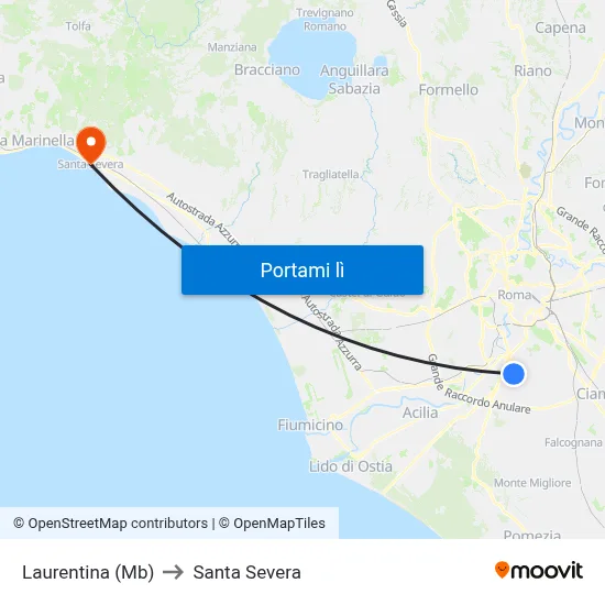 Laurentina (Mb) to Santa Severa map