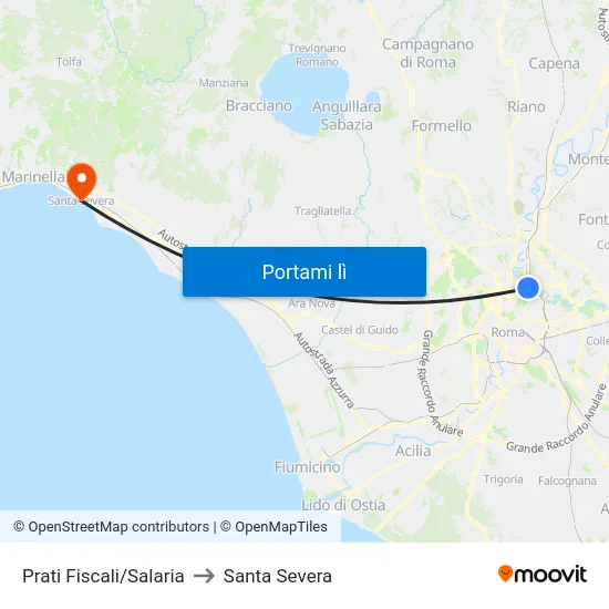 Prati Fiscali/Salaria to Santa Severa map