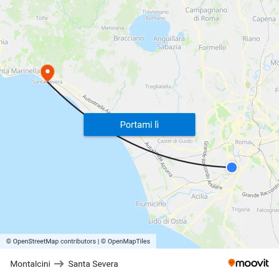 Montalcini to Santa Severa map