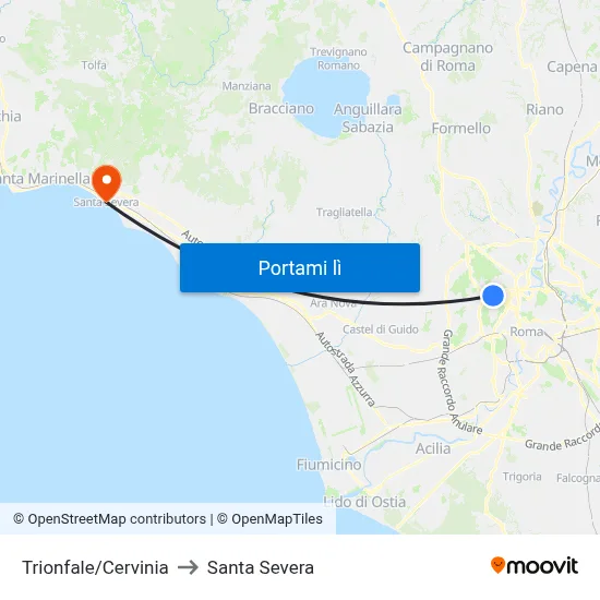 Trionfale/Cervinia to Santa Severa map