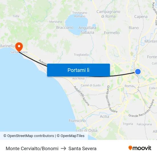 Monte Cervialto/Bonomi to Santa Severa map