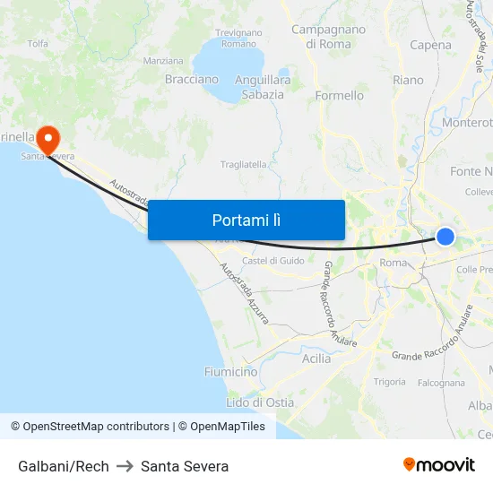 Galbani/Rech to Santa Severa map