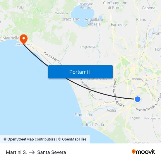 Martini S. to Santa Severa map