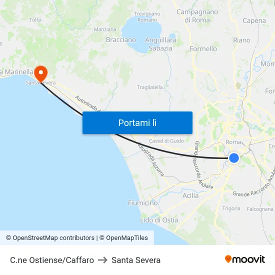 C.ne Ostiense/Caffaro to Santa Severa map