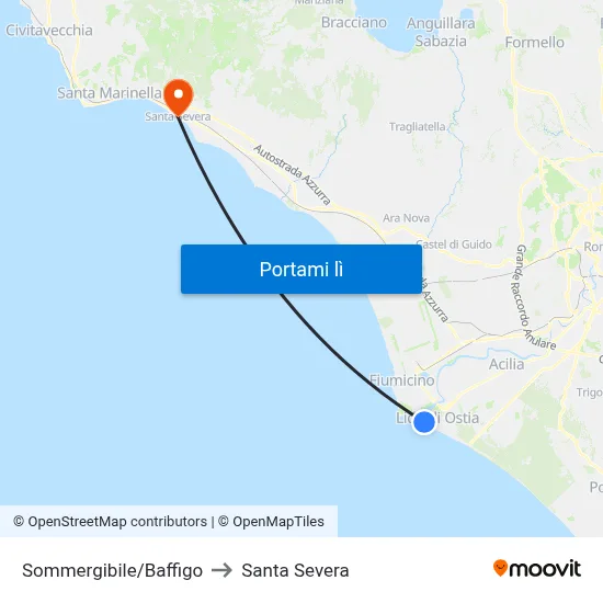 Sommergibile/Baffigo to Santa Severa map