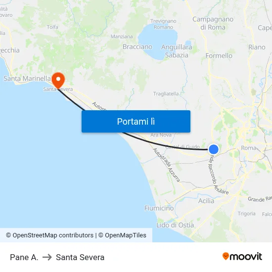 Pane A. to Santa Severa map