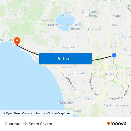 Quarrata to Santa Severa map