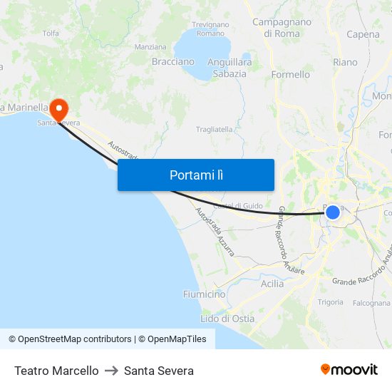 Teatro Marcello to Santa Severa map