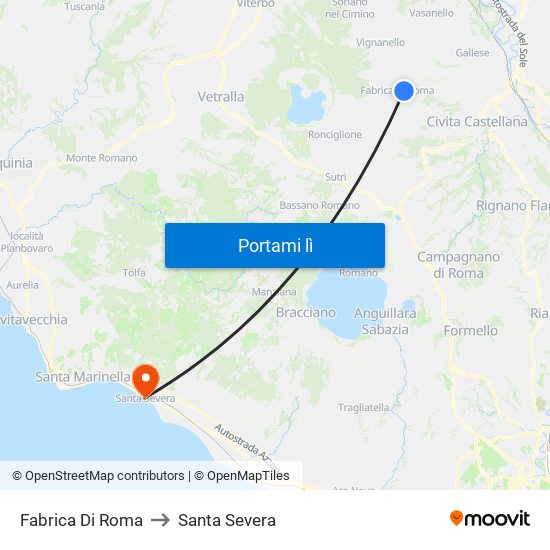 Fabrica Di Roma to Santa Severa map