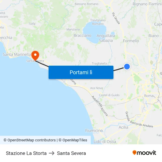 Stazione La Storta to Santa Severa map
