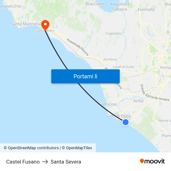 Castel Fusano to Santa Severa map
