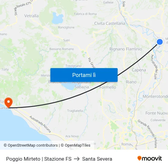 Poggio Mirteto | Stazione FS to Santa Severa map