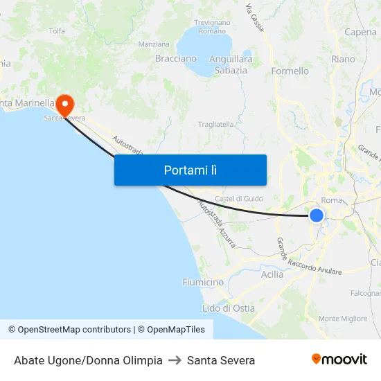 Abate Ugone/Donna Olimpia to Santa Severa map