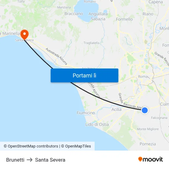Brunetti to Santa Severa map