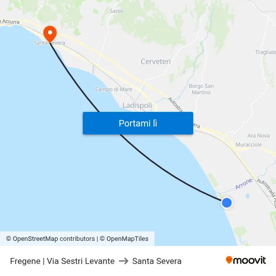Fregene | Via Sestri Levante to Santa Severa map