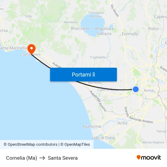 Cornelia (Ma) to Santa Severa map