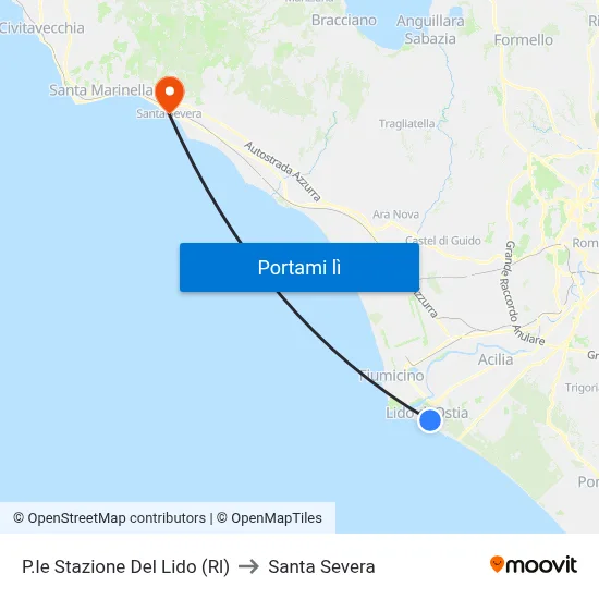 P.le Stazione Del Lido (Rl) to Santa Severa map