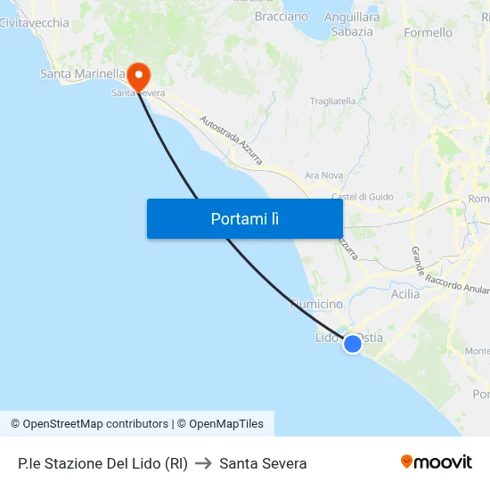 P.le Stazione Del Lido (Rl) to Santa Severa map