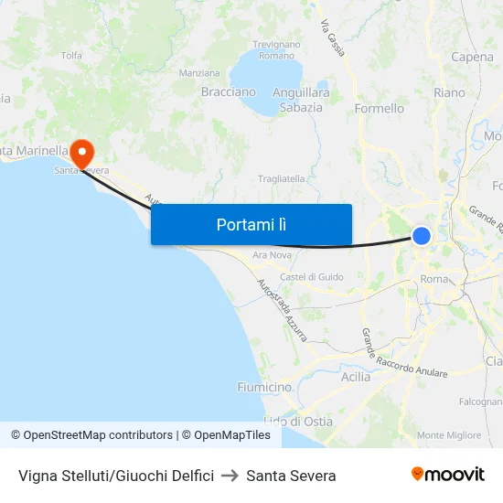 Vigna Stelluti/Giuochi Delfici to Santa Severa map