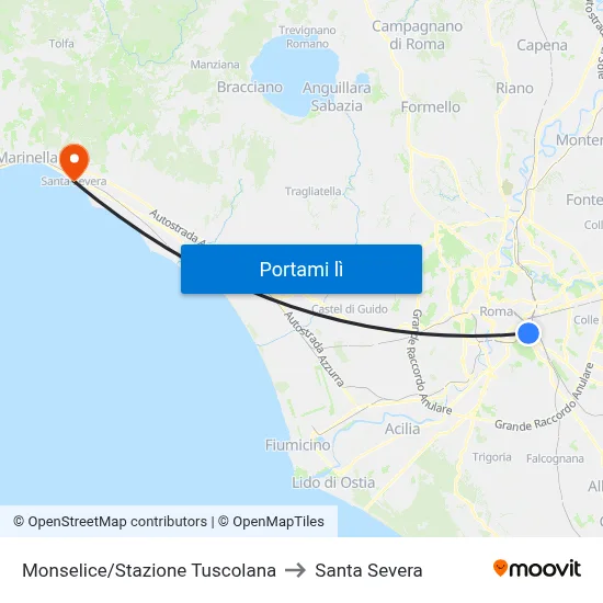 Monselice/Stazione Tuscolana to Santa Severa map