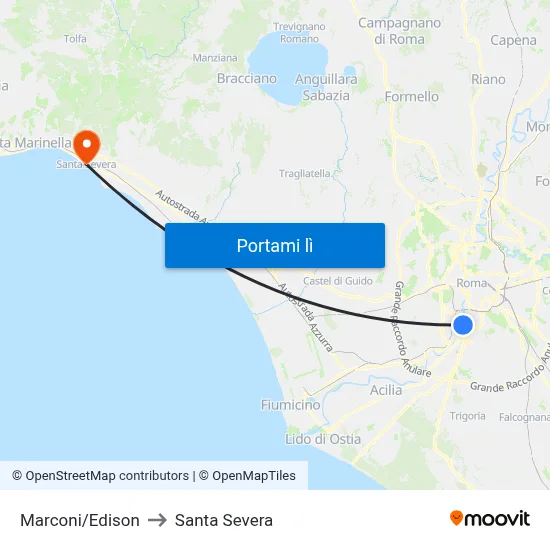 Marconi/Edison to Santa Severa map