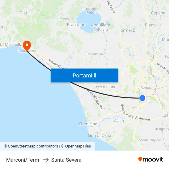 Marconi/Fermi to Santa Severa map