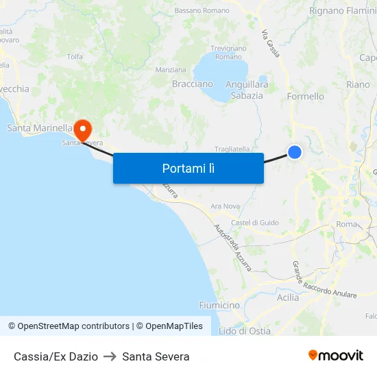 Cassia/Ex Dazio to Santa Severa map