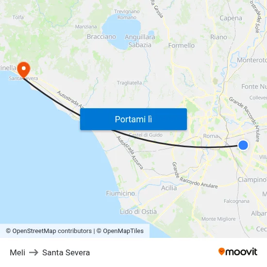 Meli to Santa Severa map