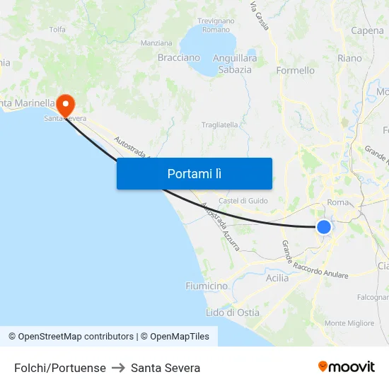 Folchi/Portuense to Santa Severa map