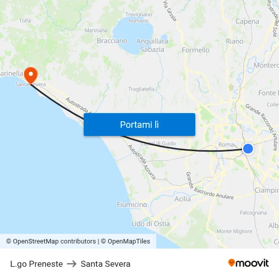 L.go Preneste to Santa Severa map