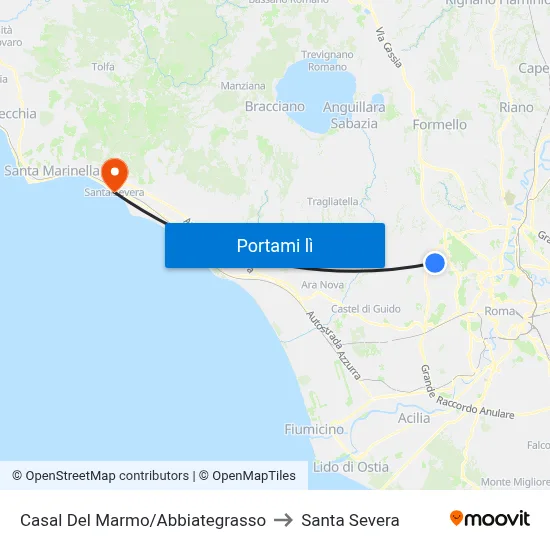 Casal Del Marmo/Abbiategrasso to Santa Severa map