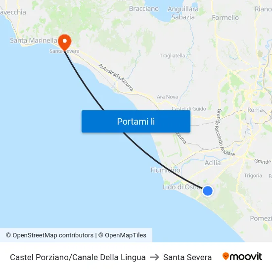 Castel Porziano/Canale Della Lingua to Santa Severa map