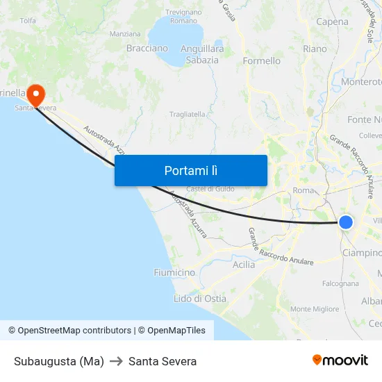 Subaugusta (Ma) to Santa Severa map
