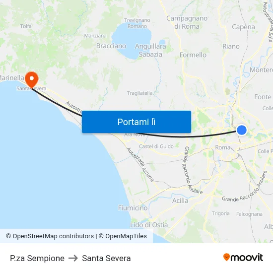 P.za Sempione to Santa Severa map