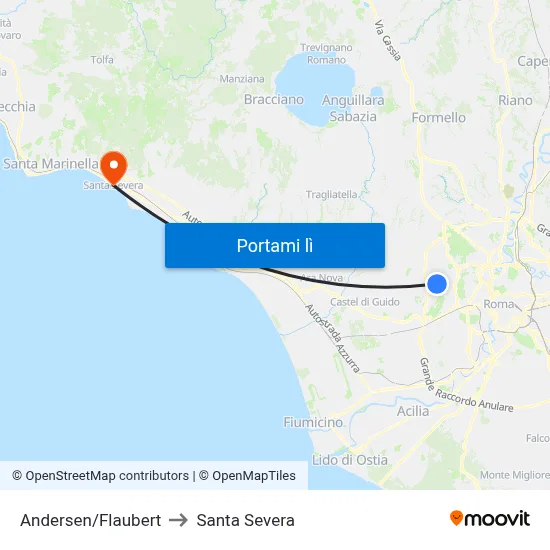 Andersen/Flaubert to Santa Severa map