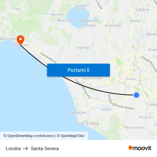 Londra to Santa Severa map