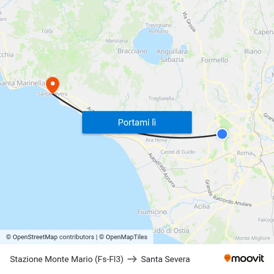 Stazione Monte Mario (Fs-Fl3) to Santa Severa map
