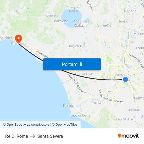Re Di Roma to Santa Severa map