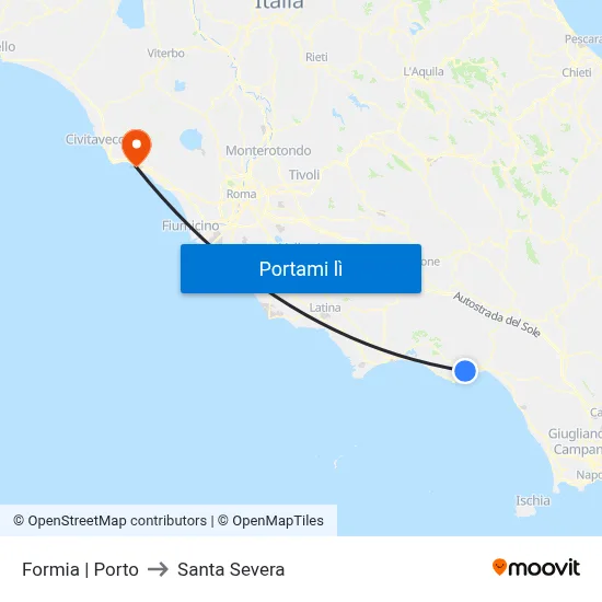 Formia | Porto to Santa Severa map