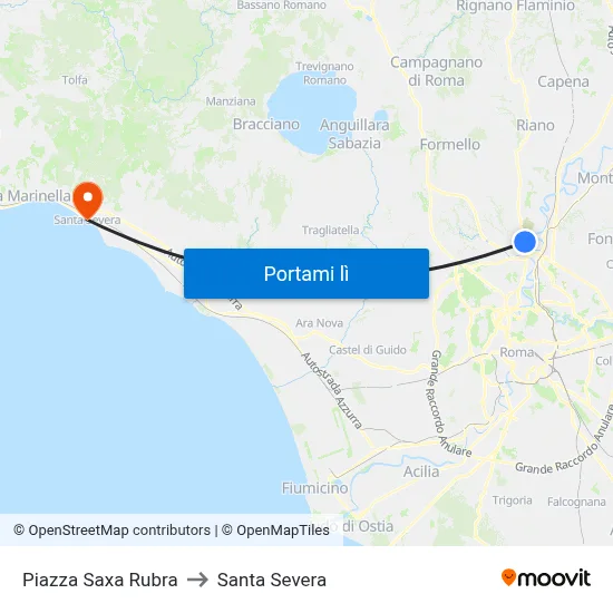 Piazza Saxa Rubra to Santa Severa map