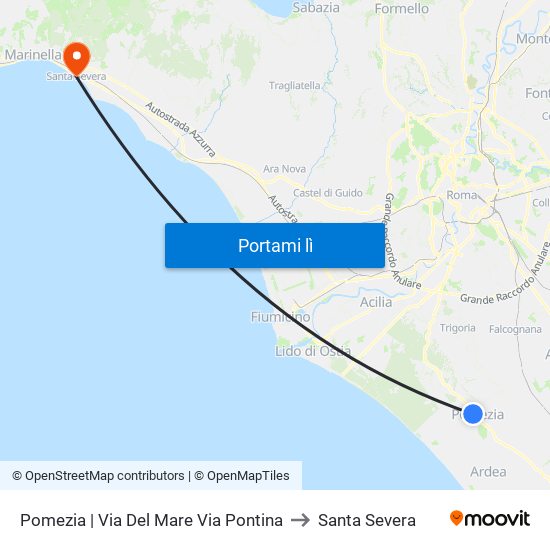 Pomezia | Via Del Mare Via Pontina to Santa Severa map