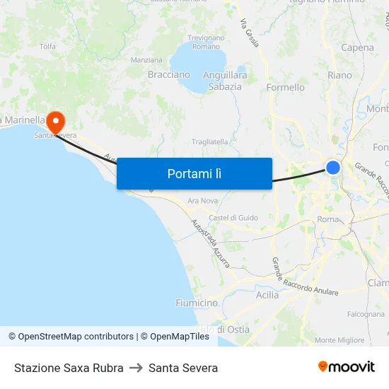 Stazione Saxa Rubra to Santa Severa map