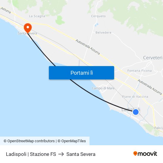 Ladispoli | Stazione FS to Santa Severa map