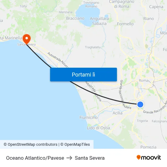 Oceano Atlantico/Pavese to Santa Severa map